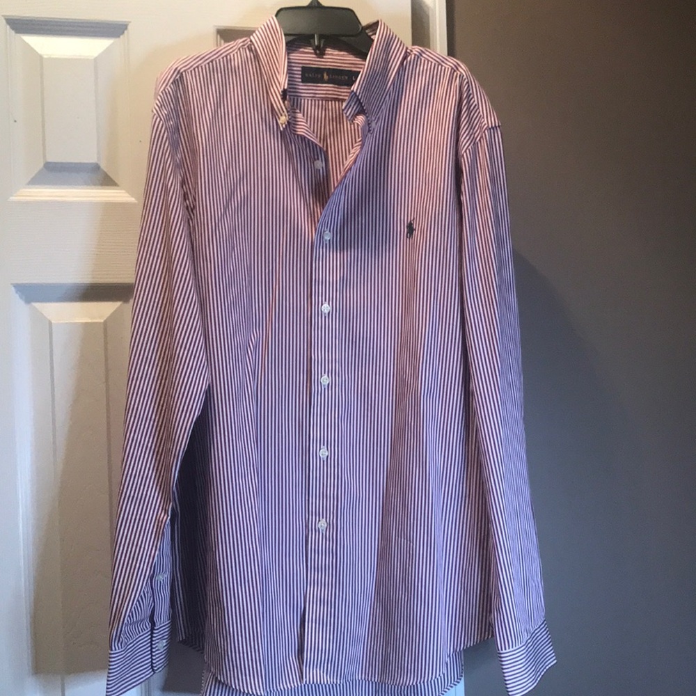 Ralph Lauren LS stripe(burgundy) button down